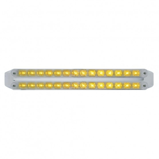 Dual 14 LED 12" Turn Signal Light Bars - Amber LED/Chrome Lens