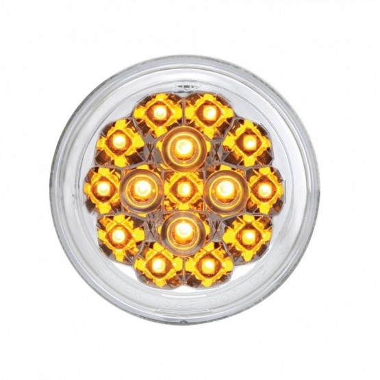 15 LED 2-3/8" Turn Signal Light For Motorcycle- Amber LED/Clear Lens