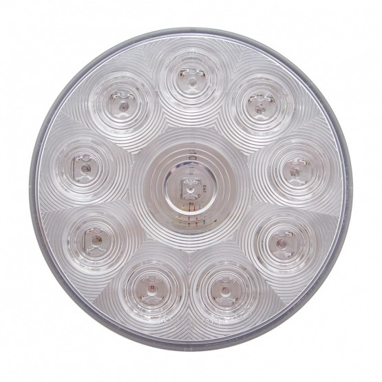 10 LED 4" Round Light (Stop, Turn & Tail) - Red LED/Clear Lens (Bulk)