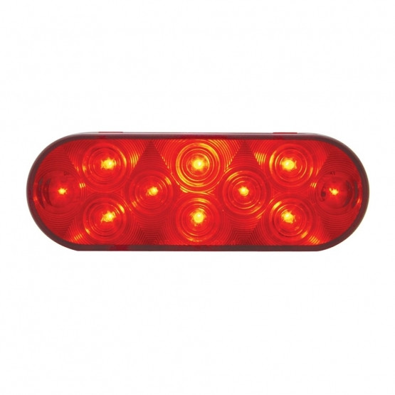 10 LED 6" Oval Light (Stop, Turn & Tail) - Red LED/Red Lens