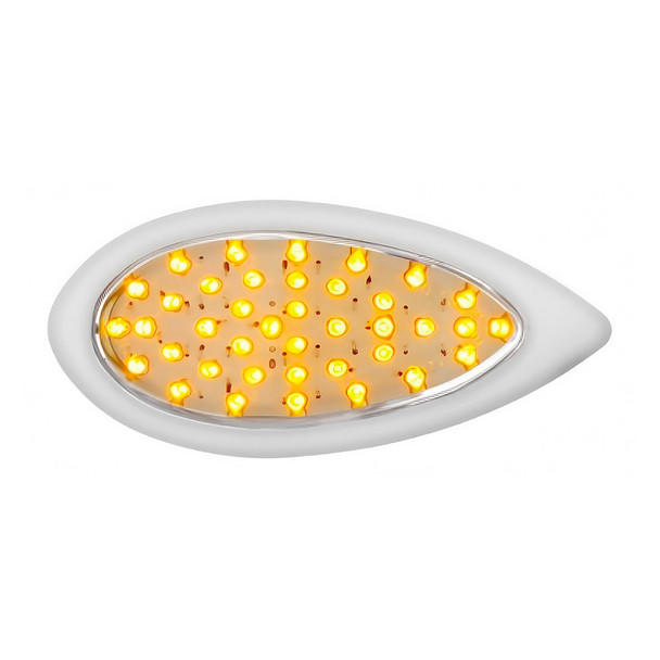 39 LED "Teardrop" Turn Signal Light With Bezel - Amber LED/Clear Lens
