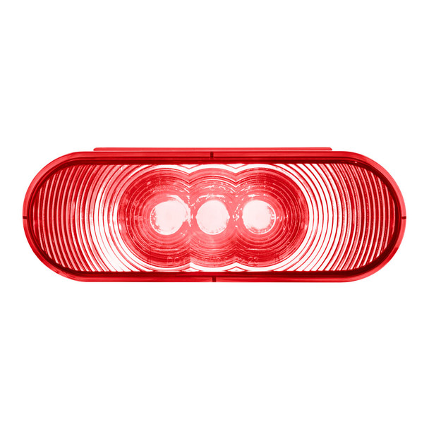 3 LED 6" Oval Light (Stop, Turn, & Tail)- Red LED/Red Lens