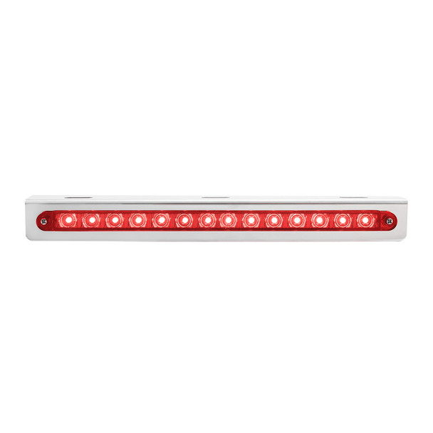 Stainless Light Bracket With 14 LED 12" Sequential Light Bar (Left to Right) - Red LED/Red Lens