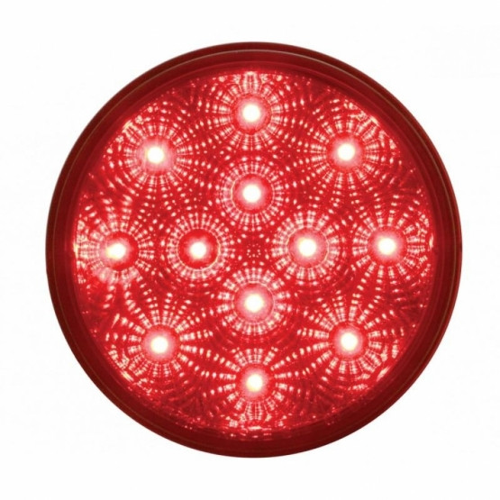12 LED 4" Round Reflector Light (Stop, Turn & Tail) - Red LED/Red Lens