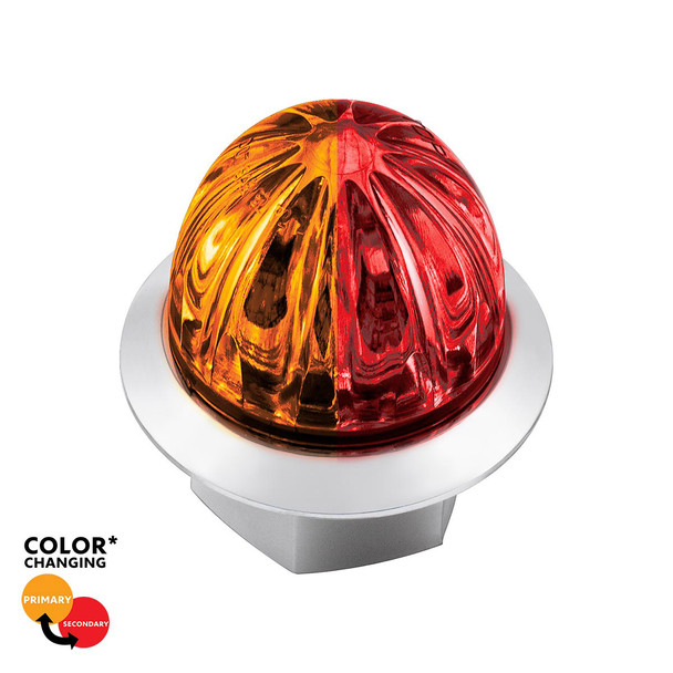 4 LED 1-1/8" Watermelon Double Fury Light With Clear Lens (Clearance/Marker) - Amber & Red LED