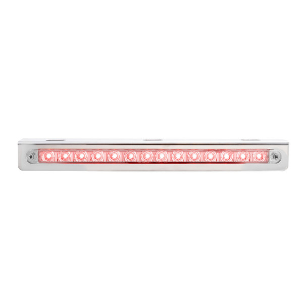 Stainless Light Bracket With 14 LED 12" Sequential Light Bar (Left to Right) - Red LED/Clear Lens