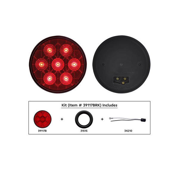 7 LED 4" Round Competition Series Light Kit (Stop, Turn & Tail) - Red LED/Red Lens