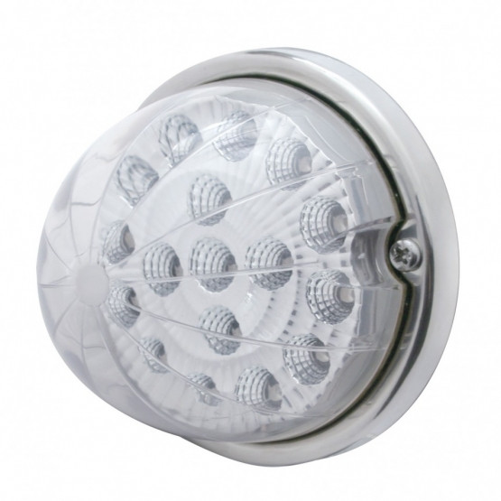 17 LED Watermelon Clear Reflector Flush Mount Kit With Low Profile Bezel - Amber LED/Clear Lens