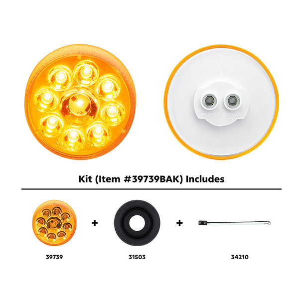 9 LED 2.5" Round Pure Reflector Light Kit (Clearance/Marker) - Amber LED/Amber Lens