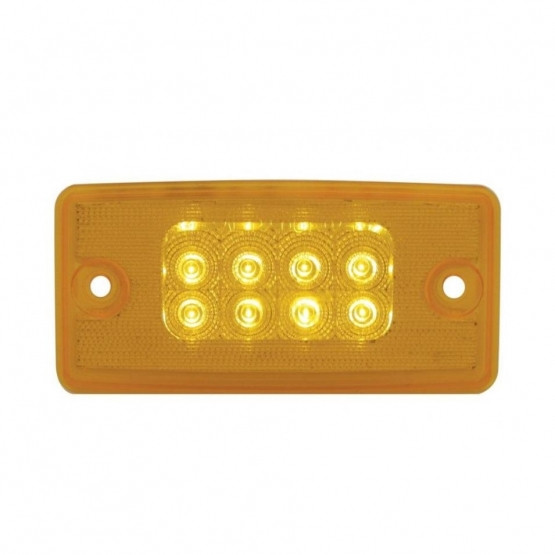 8 LED Reflector Cab Light For Freightliner Century (1996-2011) And Columbia (2001-2017) - Amber LED/Amber Lens