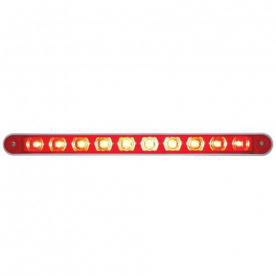 10 LED 9" Light Bar With Bezel (Stop, Turn & Tail) - Red LED/Red Lens