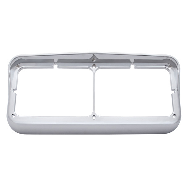 Chrome Plastic Rectangular Dual 4" X 6" Headlight Bezel With Visor