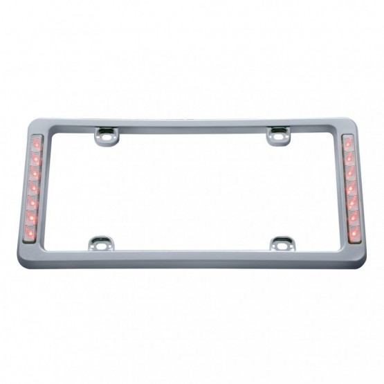 14 LED Chrome License Plate Frame - Red LED/Clear Lens