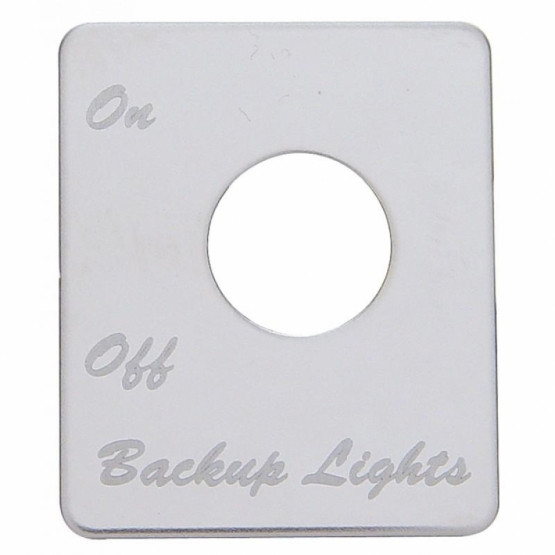48405-UP STAINLESS STEEL SWITCH NAME PLATE FOR PETERBILT - BACKUP LIGHT