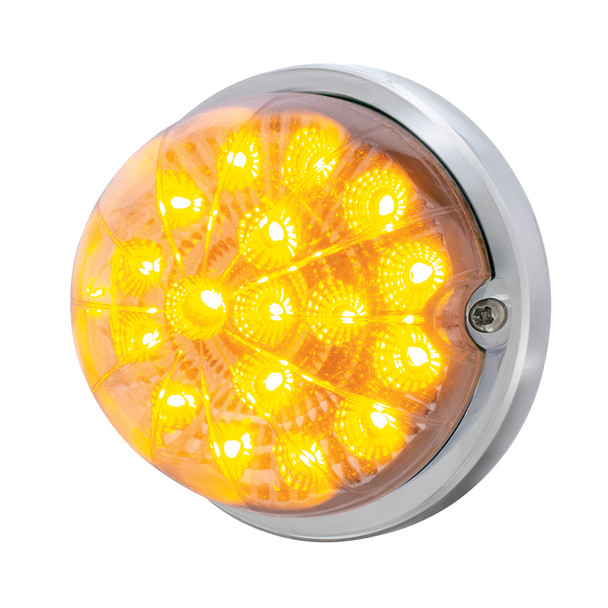 17 LED Dual Function Watermelon Clear Reflector Flush Mount Kit With Low Profile Bezel-Amber LED/Clear Lens