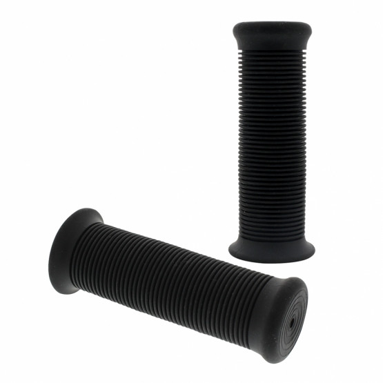 Black Motorcycle Rubber Grip Set - 7/8" or 1" (22/25mm) (Bulk) (Pair)