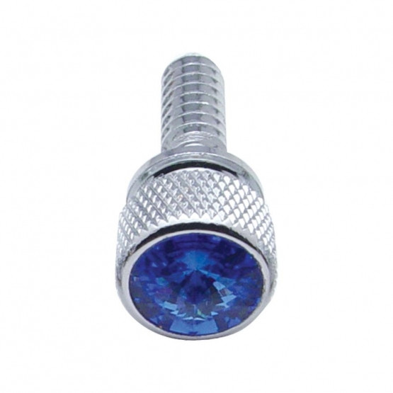 23802B-UP 1/4"-20 KNURLED HEAD DASH SCREW FOR PETERBILT - BLUE CRYSTAL (BULK)