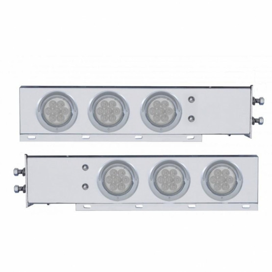 2" Bolt Pattern SS Spring Loaded Bar With 6X 4" 7 LED Lights & Visors -Red LED/Clear Lens (Pair)