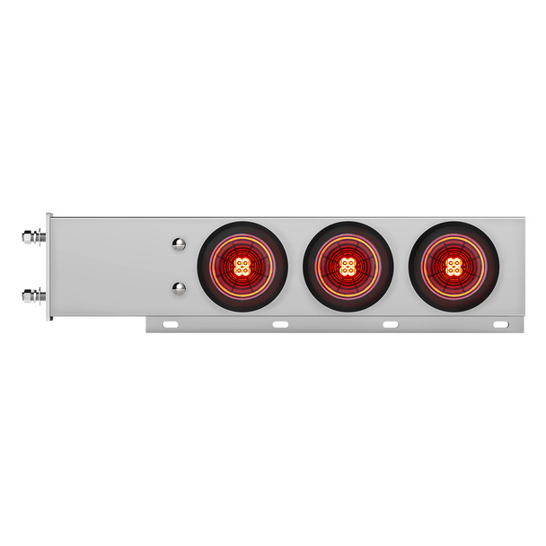 3-3/4" Bolt Pattern Chrome Spring Loaded Bar With 6X 4" 13 Red LED Abyss Lights - Red Lens (Pair)