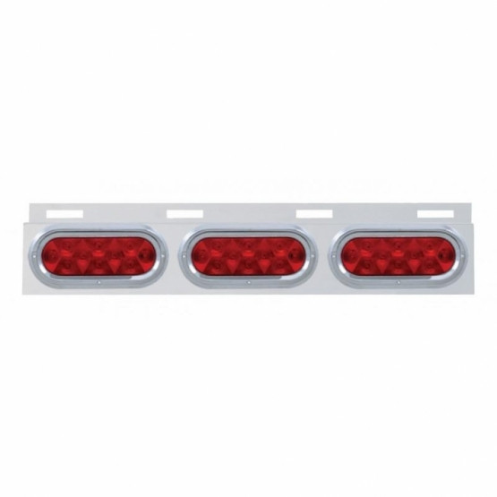 Stainless Top Mud Flap Plate With Three 10 LED Lights & Visor - Red LED/Red Lens (Each)