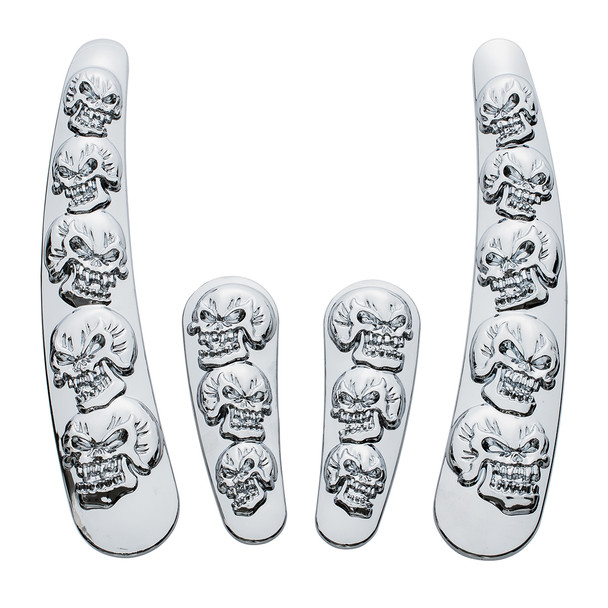 Chrome Skull Swing Arm Accent Set For Harley Motorcycle