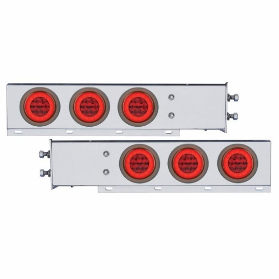 2.5" Bolt Pattern SS Spring Loaded Bar With 6X 21 LED 4" GloLight -Red LED & Lens (Pair)