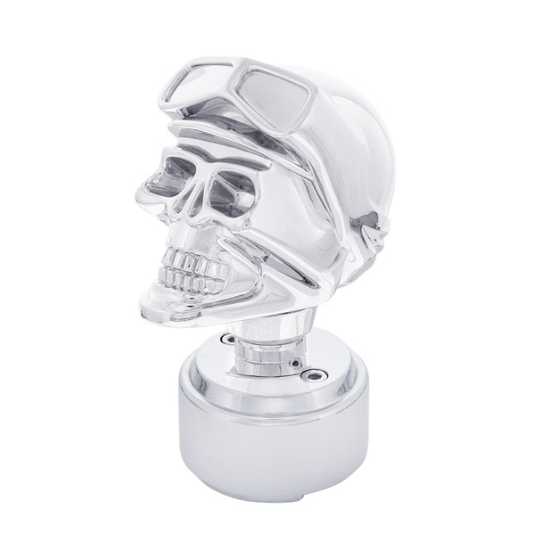 Skull Biker Thread-On Shift Knob & Adapter For Eaton Fuller Style 9/10 Shifter - Chrome