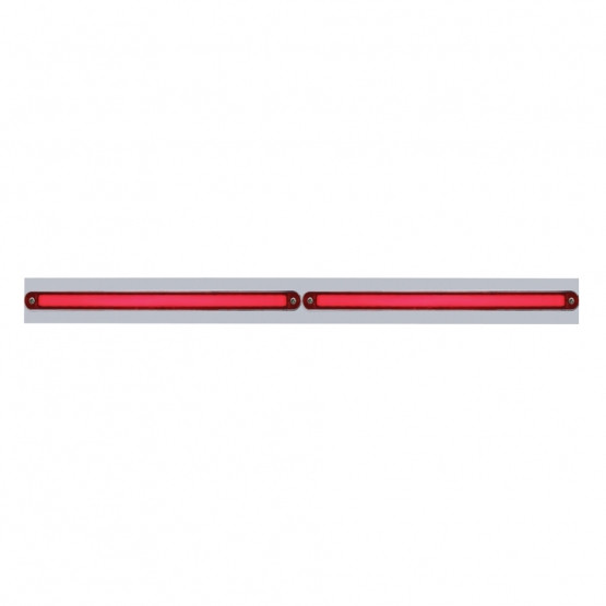 Chrome Top Mud Flap Plate With Two 24 LED 12" GloLight Bars - Red LED/Red Lens (Each)