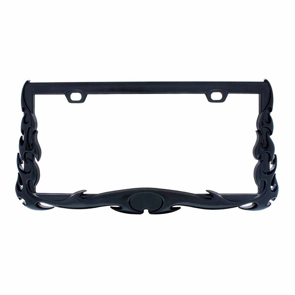 Flame License Plate Frame - Black