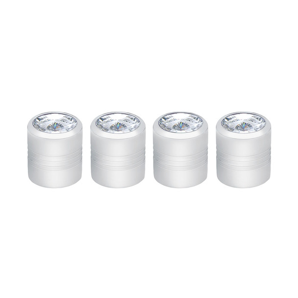 Chrome Round Valve Caps With Clear Crystal (4-Pack)