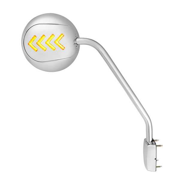 Chrome Hood Mirror Assembly With Sequential LED Turn Signal For 2013-2021 KW T680 & 2012-2021 PB 579-Passenger