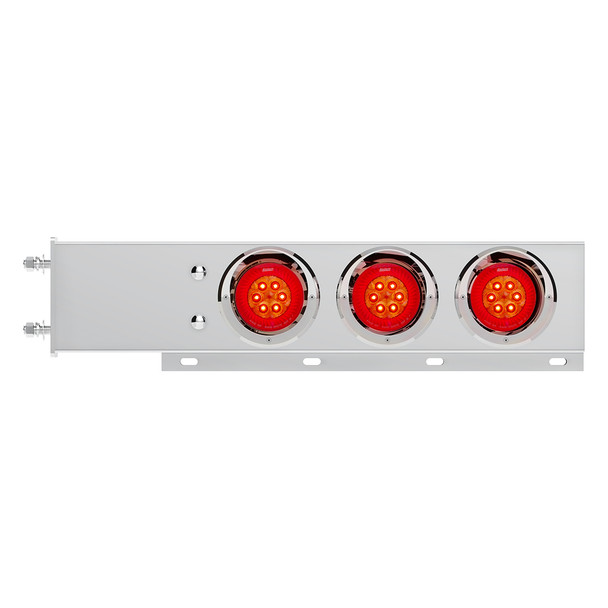 3-3/4" Bolt Pattern SS Spring Loaded Bar With 6X 4" 16 LED Turbine Lights & Visors - Red LED/Red Lens (Pair)