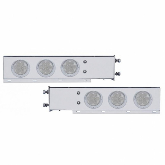 3-3/4" Bolt Pattern Deluxe SS Spring Loaded Bar W/6X 7 Red LED 4" Reflector Light & Visors -Clear Lens (Pair)