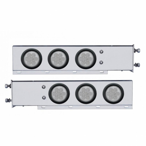 2.5" Bolt Pattern SS Spring Loaded Bar With 6X 4" 7 LED Lights -Red LED/Clear Lens (Pair)