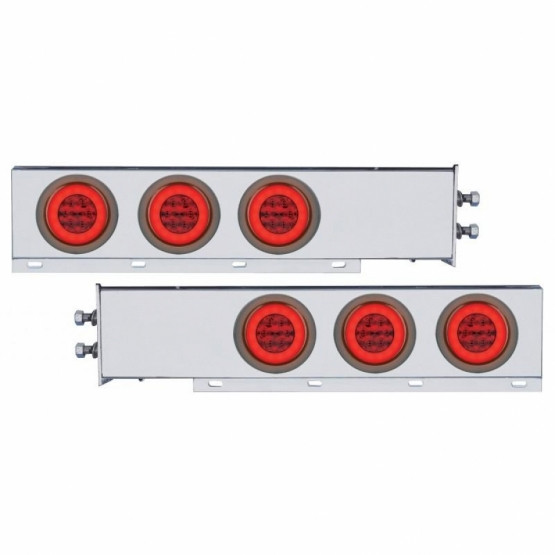 2" Bolt Pattern SS Spring Loaded Bar With 6X 21 LED 4" GloLight -Red LED & Lens (Pair)
