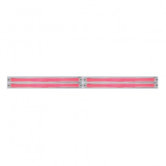 Chrome Top Mud Flap Plate With Four 24 LED 12" GloLight Bars - Red LED/Clear Lens (Each)