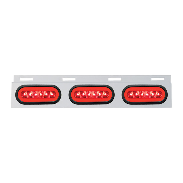 Stainless Top Mud Flap Bracket With 3X 22 LED 6" Oval GloLight & Grommets - Red LED/Red Lens (Each)