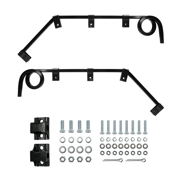 Black Angled Mud Flap Hangers With Mounting Hardware- 1 Coil (Pair)