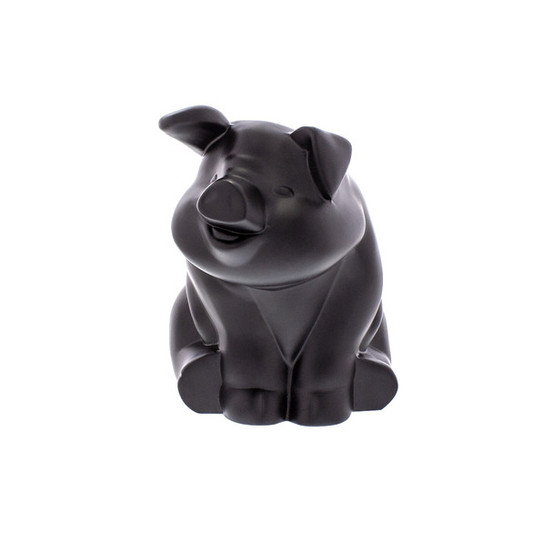 Die-Cast Sitting Pig Hood Ornament - Matte Black