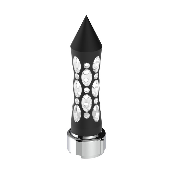 Thread-On Daytona Style Spike Gearshift Knob With LED 9/10 Speed Adapter - Black/White LED