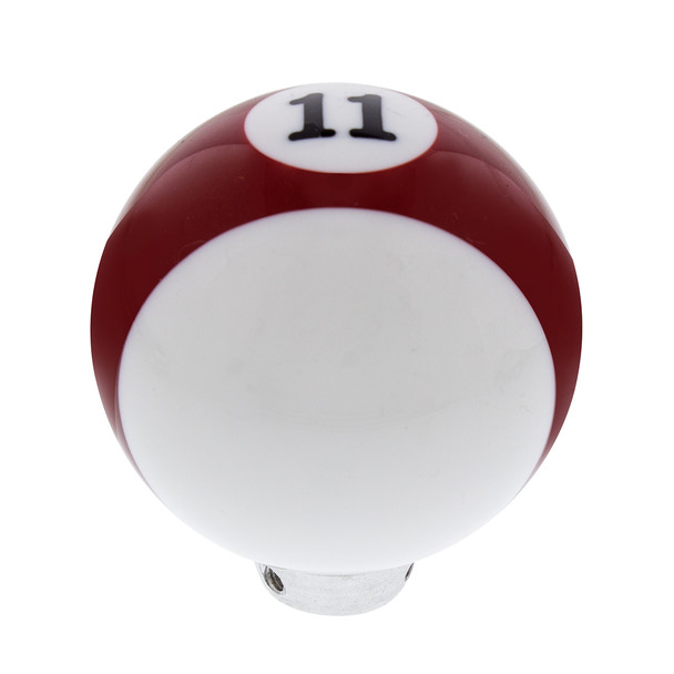 Number 11 Pool Ball Gearshift Knob - Gloss Red Striped