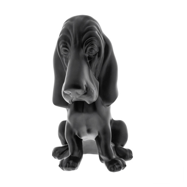 Die-Cast Bassett Hound Hood Ornament - Matte Black