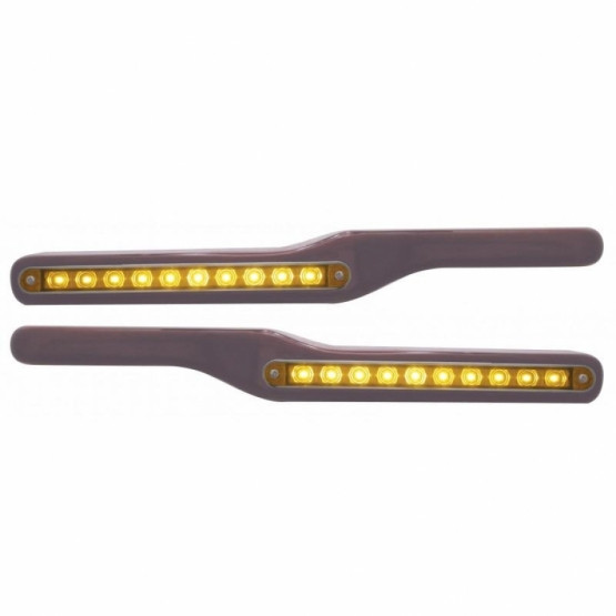 87992-UP WOOD ARMREST WITH LED LIGHT FOR PETERBILT- AMBER LED/AMBER LENS (PAIR)