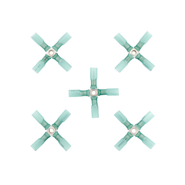 16-14 AWG 4-Way (X) CS Heat Shrink Connector - Blue (5-Pack)