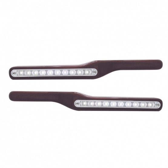 87997-UP WOOD ARMREST WITH LED LIGHT FOR PETERBILT- WHITE LED/CLEAR LENS (PAIR)