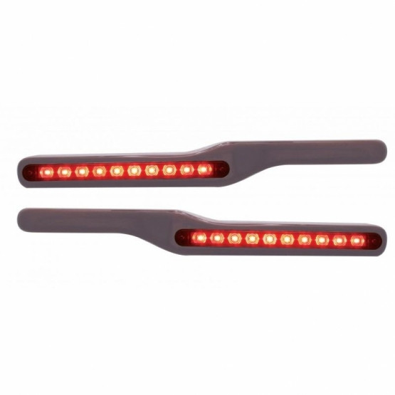 87993-UP WOOD ARMREST WITH LED LIGHT FOR PETERBILT- RED LED/RED LENS (PAIR)
