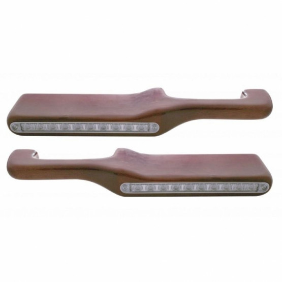 87994-UP WOOD ARMREST WITH LED LIGHT FOR PETERBILT- AMBER LED/CLEAR LENS (PAIR)