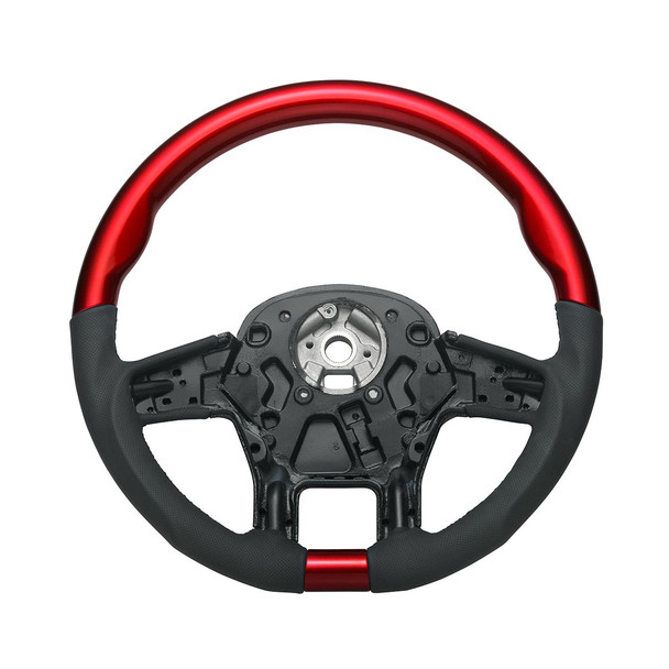 18" YourGrip Leather & Wood Candy Color Steering Wheel For 2012-2021 PB 579&2013-2021 KW T680-Candy Red