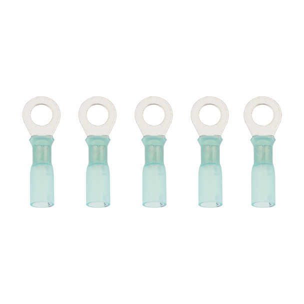 16-14 AWG 1/4" Stud CS Heat Shrink Ring Terminal - Blue (5-Pack)