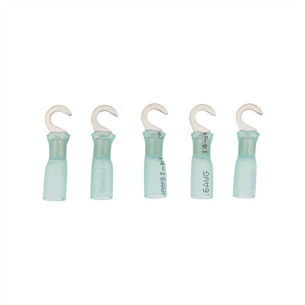 16-14 AWG #10 Stud CS Heat Shrink Hook Terminal - Blue (5-Pack)